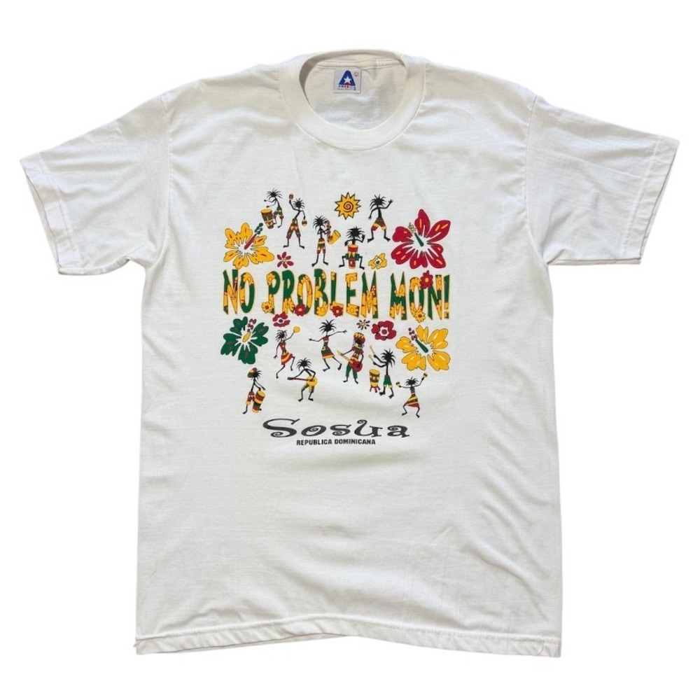 Vintage 90s Sosua Republic Dominican No Problem Mon Reggae T-shirt White Large